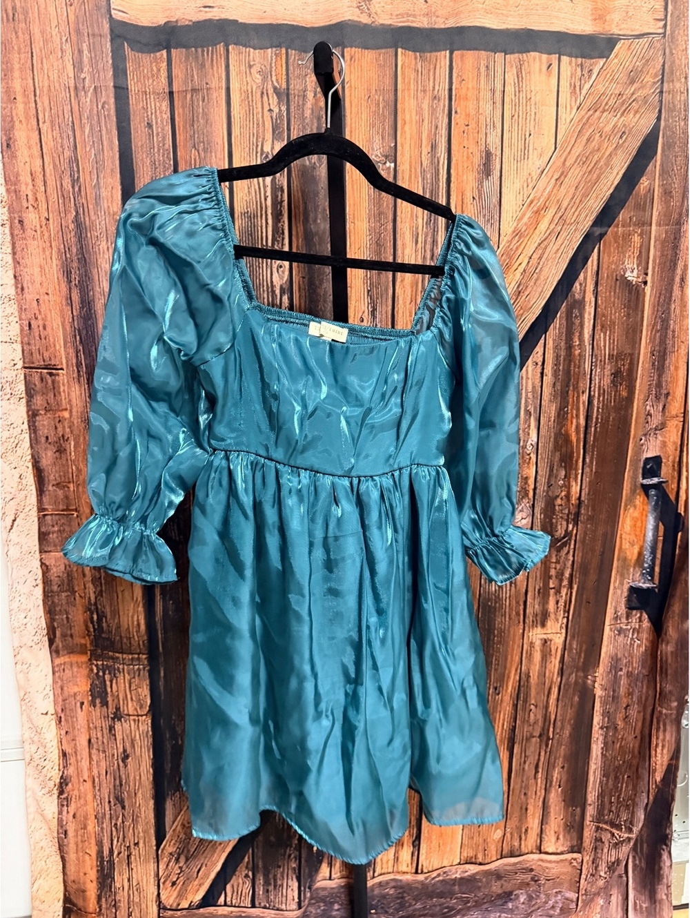 Thirty Thirty Teal Puff Sleeve Mini Dress Size Small